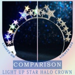 왕관 LED 라인스톤 후광 헤어밴드 빛나는 진주 머리띠 여성용 글리터 레이브 헤어 액세서리 (실버 2 원 1 Count (Pack of 1) : 모아몰셀렉트샵