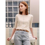 온앤온 컬러 배색 자수 티셔츠 NW2ME346 1130317 : 골든샵1