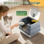 뚜껑이 있는 모디그니트 스테인리스 스틸 화장실 측면 입구 대형 밀폐형 고면 & 스쿱 고양이 및 중간 크기 고양이를 위한 항뇨 누출 논스틱... 