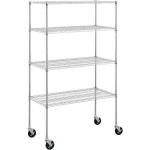 상업용 식품 서비스 선반 24인치 x72인치 중형 4선반 키트 64인치 포스트 및 캐스터 포함 크롬 30V-133 24x72x64/ Chrome : B비컴퍼니