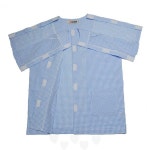 병원 요양원 입원 환자용 통풍 체크무늬 상의 여름철 반소매 개방형 상복 남성용 : 호숨농장