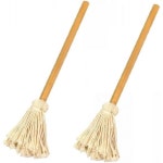 소로 에센셜 - 13인치 그릴 바스팅 걸레와 나무 손잡이 세트 2- 브러시 바비큐 걸레 스프레드 오일 버터 소스 마리네이드 베이킹 요리 스모킹... 