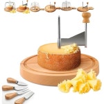 스테인리스 스틸 치즈 컬링 휠 도구 수동 플라워 메이커 슬라이서 샤프 블레이드 우드 베이스 레스토랑 카페 디저트 가게용 면도기 홈 A #A... 