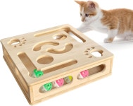 2026년 새롭게 업그레이드된 고양이 긁기 퍼즐 장난감 공이 달린 나무 보관함 실내 전용 다기능 가구 보호 : 레인보우프레쉬