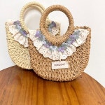 여름 여성 라탄 가방 도트 라탄 가방 바스켓 핸드백 : 만들기추천