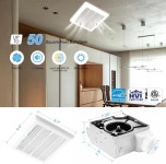 욕실 배기구 팬(라이트 포함) 50 CFM 매우 조용한 1.0Sone 800lm 3CCT LED 3000K/4000K/5000K 50CFM with LED light : 블랙커넥 6번가