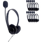 헤드셋 게이밍 어학용 PC방 사운드네틱 벌크 USB 마이크 포함 예산용 스테레오 헤드폰 붐 탑재 교실 사무실 원격 근무용 10개 묶음... 