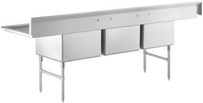 글로너리 3구획 상업용 싱크대 16게이지 스테인리스 스틸 112인치 배수판 2개 포함 NSF 상장 24x24x14인치 볼 : 후후글로벌777