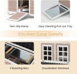 AECOJOY 40인치 치킨 쿱 4~6마리의 닭을 위한 잠금식 둥지 상자 3개가... 정원 브라운을 탈착식 트레이가 야외 닭장 케이지 Brown : 두두글로벌