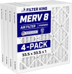 필터 킹 33.5x33.5x1 에어 필터(MERV 8)(4팩) 먼지 및 제어 AC 용광로 미국산 HVAC 주름 정전기(실제 크기: 33.5 x .75) : 노노글로벌777