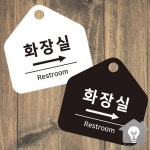 SP 화장실 안내판 우측 걸이형 알림 표지판 화장실문앞필수템 매장입구안내 17x17cm : 셀플랜