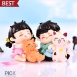 고양이와 커플 미니어처 5x5.2cm C0038 사람 동물 피규어 인형 장식 픽앤코401 : 픽앤코401