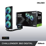 ASRock Challenger 360 디지털 올인원 액체 CPU 쿨러 3인치 스마트 디스플레이 360mm 라디에이터 3상 펌프 ARGB 6년 보증 : DIGIX