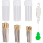 90개 크로스 스티치 바늘 2개 실타래 황금색 큰 눈 DIY 자수 핸드 투명 상자 크기 22 24 26 22#+24#+26# : P비컴퍼니