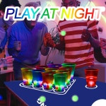 실내 야외 파티 이벤트 재미를 위한 YHFUISK 빛나는 퐁 테이블 매트 세트 음료 게임 생일 콘서트 결혼식을 반짝이는 컵으로 포장 71 x 23 인치.... 