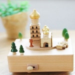 핸드메이드 나무 오르골 미니어처 원목 오르골 멜로디 소품 선물 : 아빠의집