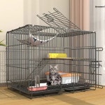 고양이 놀이터 이동식 화이트 실내 반려동물 울타리 케 60x A. 블랙 2층 고양이 케이지 : 루앤픽