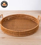 리프로센터 베스트 원형 라탄짜임 트레이 30cm 감성 등나무 내추럴 인테리어소품 카페소품 : 리프로센터