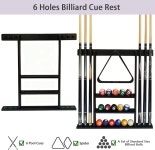 벽걸이 풀 큐 랙 - 대용량 6+ 슬롯 스틱 및 액세서리 홀더 맨 케이브용 솔리드 우드 당구 게임룸 바 간편한 설치 당구대 블랙 black 6 Cues... 