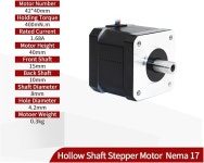 SMT 배치 기계용 DC 스퀘어/라운드 20/28/35/36/42/57mm 네마 8/11/14/15/17/23 중공 샤프트 이중 스테퍼 42X40mm Nema17 : Industory