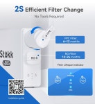 스톡 S1 플러스 600GPD 역삼투압 정수 필터 8단계 탱크리스 시스템 NSF /ANSI 42&58 인증 싱크 RO 하에서 PFAS 감소 2.5:1 순수 배수... 