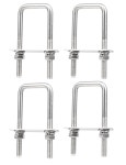 아니나 4팩 M8 X 40mm 100mm 304 정사각형 U 볼트 - 너트 잠금 와셔 플랫 및 장착 플레이트가 1.5인치 와이드 스테인리스 스틸 키트... 