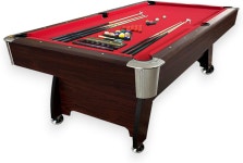 빨간색 펠트 자동 볼 리턴 및 액세서리가 있는 심바쇼핑 8피트 풀 테이블 모던 당구대 빈티지 레드 : 라비르투