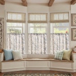 진찬 암리 플로럴 키친 커튼 30인치 길이 린넨 카페 작은 창문 침실 욕실용 조명 필터링 식물 농장 봉 포켓 2 패널 블루 소재 26 W x... 