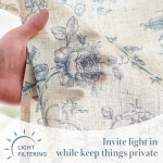 진찬 암리 플로럴 키친 커튼 30인치 길이 린넨 카페 작은 창문 침실 욕실용 조명 필터링 식물 농장 봉 포켓 2 패널 블루 소재 26 W x... 