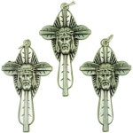 11710175 주방데코 기념 플레이트 접시 실버 야자수 잎 십자가 2인치 ECCE Homo Thorns 3개 세트 : 육이코퍼레이션