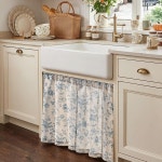 진찬 암리 플로럴 키친 커튼 30인치 길이 린넨 카페 작은 창문 침실 욕실용 조명 필터링 식물 농장 봉 포켓 2 패널 블루 소재 26 W x... 