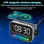 호환 스피커 20개의 비드가 있는 RGB 라이트 바(블랙)를 갖춘 17 Air 16 15 14 13 12 Pro Max Plus용 15W 다기능 마그네틱 : shoporiume015