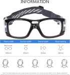 수그리 스포츠 안경 조절 가능한 스트랩으로 김서림 방지 충격 흡수 보호 G8021 Black Frame White : 루나바이지