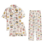 여성 플러스 사이즈 여름 순면 세트 파자마 반팔 J2808# 스포티드 도그 M : 트렌드디렉트