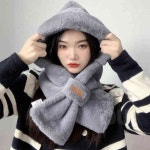 레츠 소프트 후드머플러 그레이 모자머플러 목도리워머 : 레츠유통