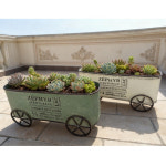 아메리칸 빈티지 철제 4륜 화분 별장 민박 다육이 화분 세트 1_그린모델 : 루미에르2