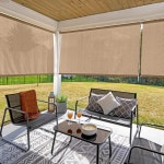 Coolaroo 쿨라루 방수 그늘막 막대 포함 야외 롤러 블라인드 90 UV 차단 통기성 PP : 카미트란