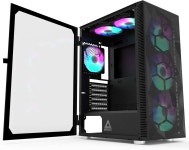 Montech X3 메쉬 6 팬 3X 140mm 및 120mm 고정 RGB 조명 ATX 미드 타워 PC 게이밍 케이스 USB3.0 도어 강화 유리 측면 X3 MESH Black... 