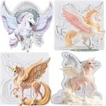 유니콘 실리콘 몰드 날아다니는 말 폰던트 페가수스 초콜릿 케이크 장식 컵케이크 토퍼 사탕 폴리머 클레이 점토 세트 4개 : 노드웨이브14