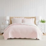 트윈 퀼트 세트 100% 부드럽고 통기성 좋은 침구 가벼운 느낌의 연중 편안함 어울리는 베개 커버가 있는 2피스 침대 세트(올리비아 깅엄 핑크)... 