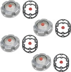 Foddar 4피스 3434249 스티어링 액슬용 프리미엄 알루미늄 트레일러 허브 캡 개스킷 및 고무 통풍 플러그 포함 S/temco 343-4249 S/KF... 