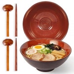 3cm8인치 1.18L40온스 포 및 아시아 수프 스푼 우동, 소바, 미소국용, 2개 세트 레드 피콕 그린 : 온라인천하통일