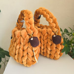 벨벳 자이언트얀 가방 완제품 겨울 토트백 손뜨개 핸드메이드 : 봄날라탄