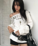 더바이닐하우스 LOOSE FIT UNBALANCE LS TEE(W) WHITE VH2FFFT554AWH : 버베나월드