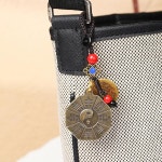 만시유이 황동 도사 풍수 열쇠고리와 다섯 개의 황제 동전 로 만든 여성용 매달린 부적 부 보호 : 이지프라임픽스