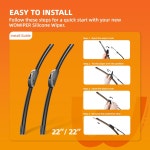 포드 F150 F350 2020 2019 2017-2012/쉐보레 타호 20-00 실버라도 06-99 임팔라 13-06 22 인치 윈드실드 와이퍼 (J/U Hook)Front : 뚜월리