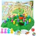 귀여운 토끼 캐릭터와 안전한 재료를 사용한 아이들을 위한 인터랙티브 교육 경쟁 게임인 거북이 덫 보드 게임 : 몰웨이브