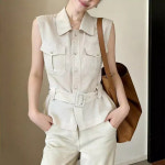 여성 빈티지 여름 민소매 프렌치 넥 오늘도예쁜 구제 블라우스 셔츠 쐐기풀 OOTD2 : 뚜떼르13호점