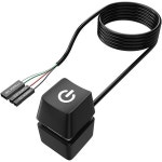 12046026 SATA 케이블 컴퓨터 데스크톱 스위치 1.8m 블루 LED PC 마더보드 외부 부착형 시작 전원 온오프 버튼 연장 홈오피스용 Black... 