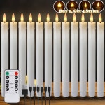 LED초 충전식 무염 LED 테이퍼 캔들 타이머 리모컨 USB 충전 케이블 깜박이는 왁스 창문용 촛대 White : 잡화점 해시